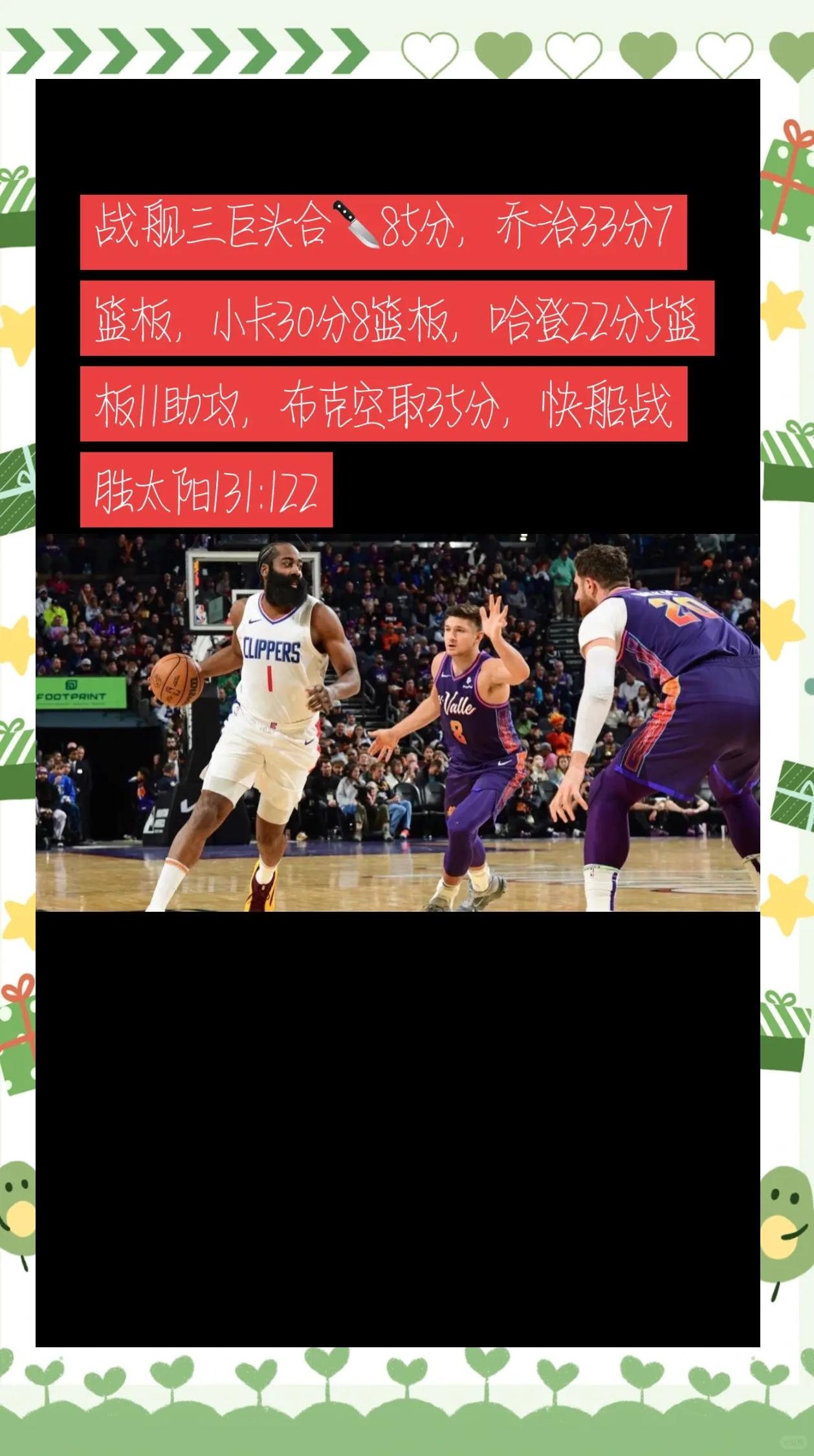 关于快船主场击败火箭，乔治传射打铁表现神勇的信息